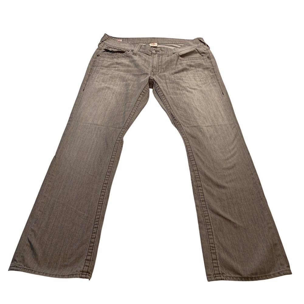 True Religion Jeans Men's Ricky Straight Leg Flap Pocket W36 Grey Denim USA